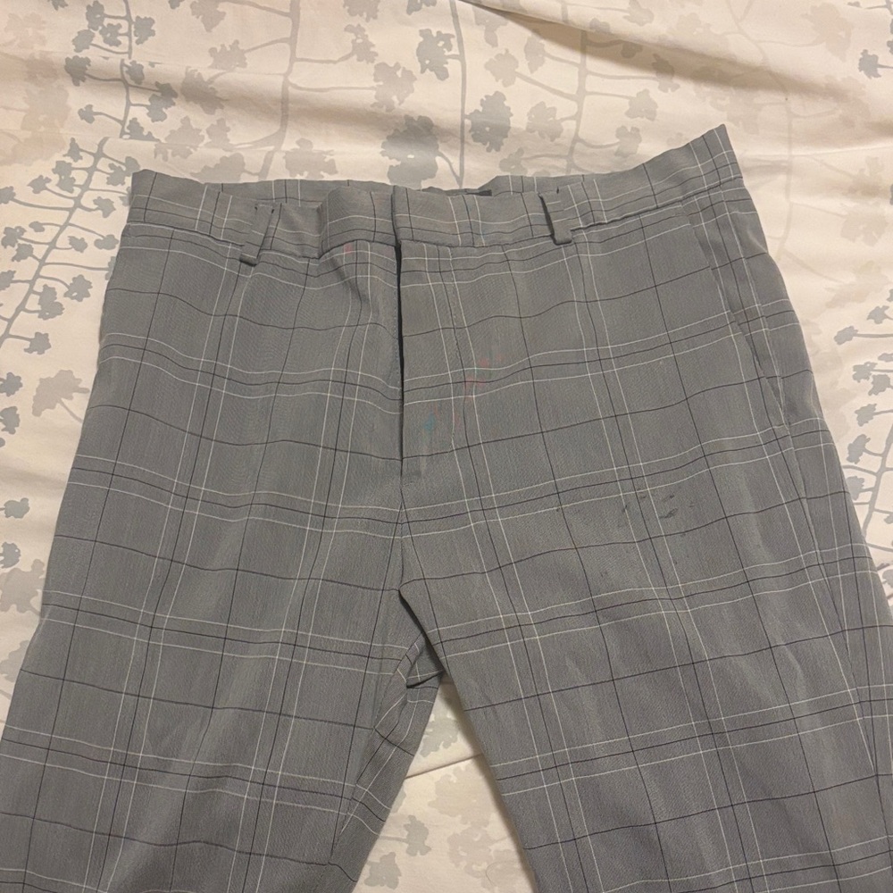 H&M Light Gray Checkered Pants